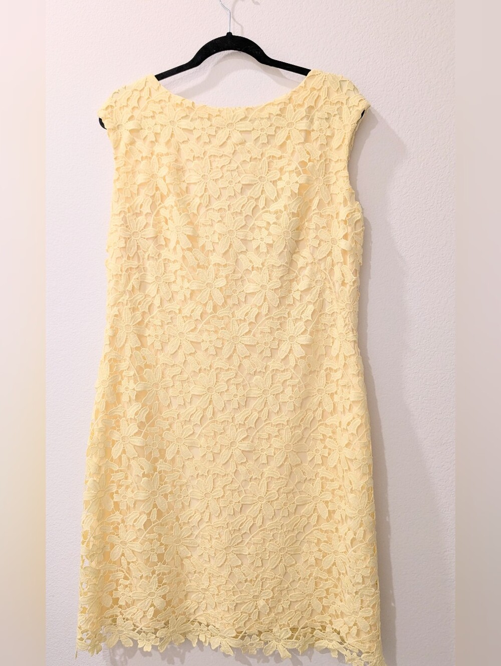 Ralph Lauren Pale Yellow Floral Lace Midi Dress